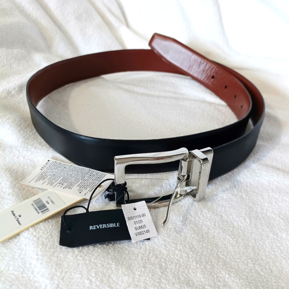 NWT Banana Republic Reversible Black and Brown Leather Dress Belt Size 34